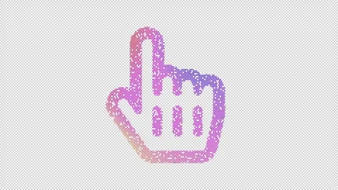 Icon hand pointer is made up of LED square shapes that shimmer and flicker. Stock Footage 292535570
