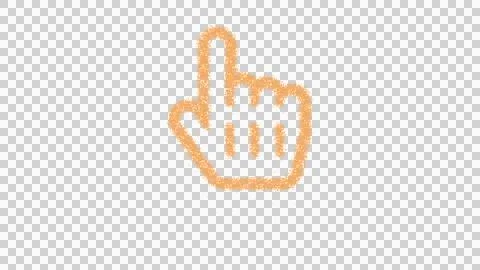 Icon hand pointer is made of yellow grains of sand. Some grains of sand fall Stock Illustration