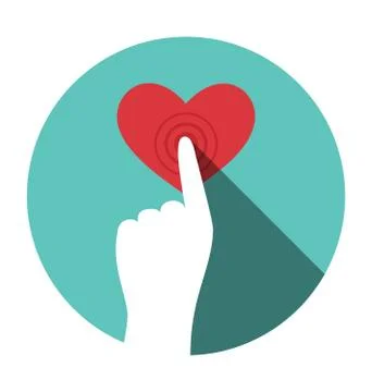 Icon with hand touching heart isolated on white Stock Illustration