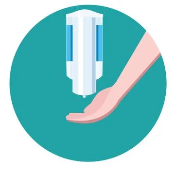 Icon of hand using alcohol gel disinfecting hands. Stock Illustration