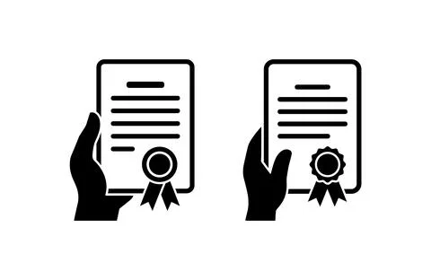 Icon of Hands Holding Certificates Representing Achievement and Professionalism Stock-Illustration