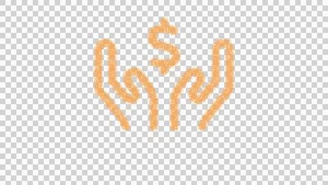 Icon hands usd is made of yellow grains of sand. Some grains of sand fall down. Stock Illustration
