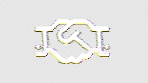 Icon handshake is distorted. Glitch. Noise, chromatic aberration, geometric 스톡 동영상 303398408