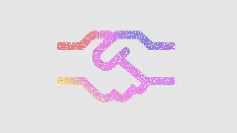 Icon handshake is made up of LED square shapes that shimmer and flicker. There Stock Footage 297595801