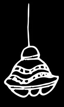 The icon of a hanging chandelier with a pattern of wavy lines. curved floor lamp Stock Illustration
