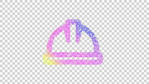 Icon hard hat is made up of LED square shapes. There are bright diodes and there Stock Illustration