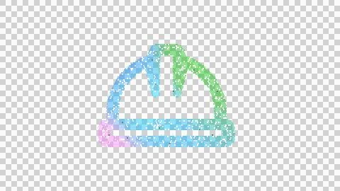 Icon hard hat is made up of LED square shapes. There are bright diodes and there Stock Illustration