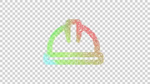 Icon hard hat is made up of LED square shapes. There are bright diodes and there Stock Illustration