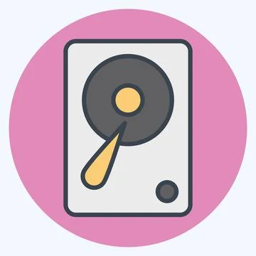Icon Hardisk. suitable for Computer Components symbol. color mate style. simp Stock Illustration