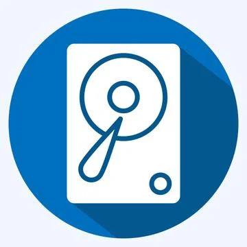 Icon Hardisk. suitable for Computer Components symbol. long shadow style. sim Illustrazione stock