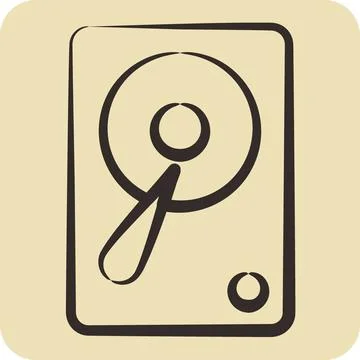 Icon Hardisk. suitable for Computer Components symbol. hand drawn style. si.. Stock Illustration