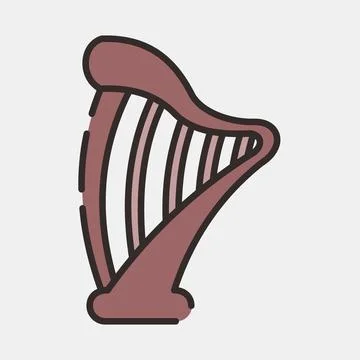 Icon harp. St. Patrick's Day celebration elements. Icons in filled line sty.. Illustrazione stock