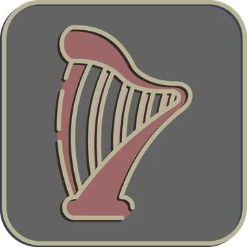 Icon harp. St. Patrick's Day celebration elements. Icons in embossed style... Illustrazione stock