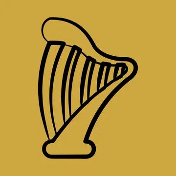 Icon harp. St. Patrick's Day celebration elements. Icons in hand drawn styl.. Stock Illustration