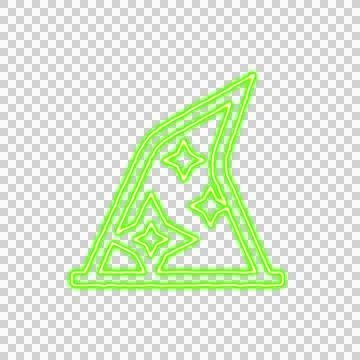Icon hat wizard from the flow of energy of green color. Shimmering neon Stock Illustration