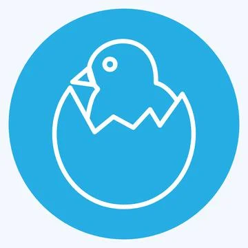Icon Hatched Egg. suitable for Garden symbol. blue eyes style. simple design  Stock Illustration