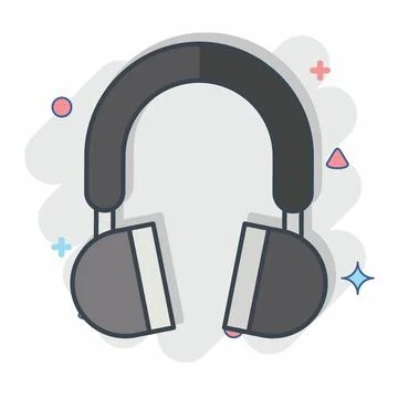 Icon Head Phone. related to Computer symbol. comic style. simple design edi.. Stock Illustration