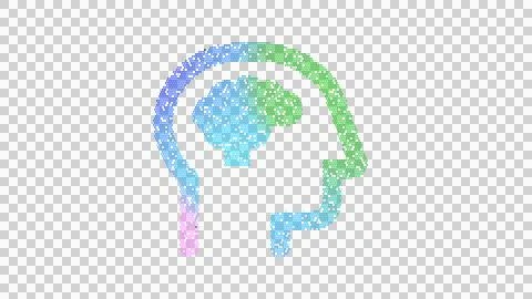 Icon head side brain is made up of LED square shapes. There are bright diodes Stock Illustration