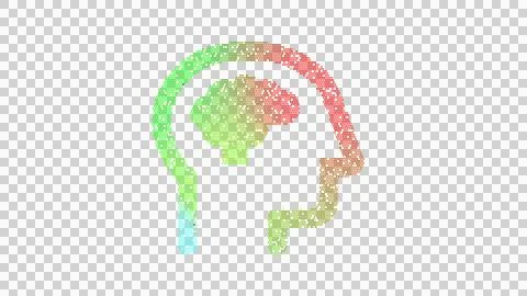 Icon head side brain is made up of LED square shapes. There are bright diodes Stock Illustration