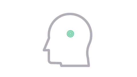 Icon of a head with a target symbol in the center, representing focus or go.. Stock Footage 335012033