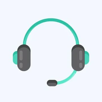 Icon Headphone. suitable for Computer Components symbol. flat style. simple d Stock Illustration