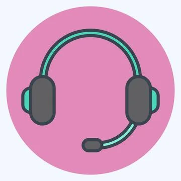 Icon Headphone. suitable for Computer Components symbol. color mate style. si Stock Illustration