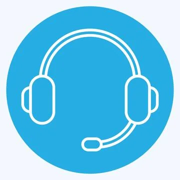 Icon Headphone. suitable for Computer Components symbol. blue eyes style. sim Stock Illustration
