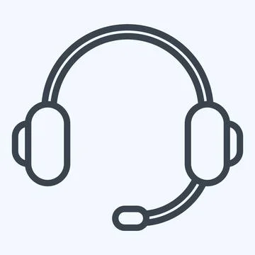Icon Headphone. suitable for Computer Components symbol. line style. simple d Stock Illustration