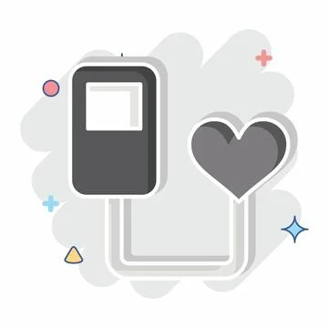 Icon Heart Beat Sensor. related to Sensors symbol. comic style. design editab Illustrazione stock