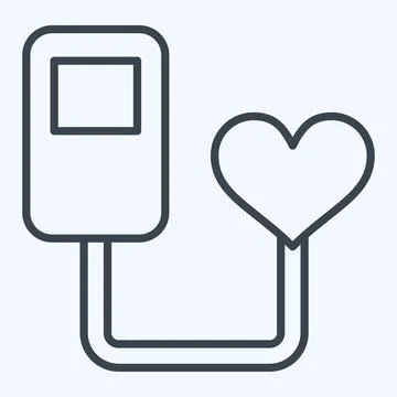 Icon Heart Beat Sensor. related to Sensors symbol. line style. design editabl Illustrazione stock