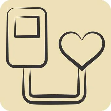 Icon Heart Beat Sensor. related to Sensors symbol. hand drawn style. design.. Illustrazione stock