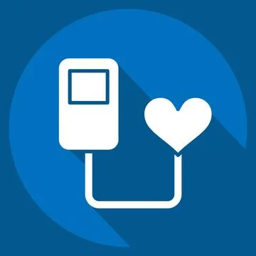 Icon Heart Beat Sensor. related to Sensors symbol. long shadow style. desig.. Illustrazione stock