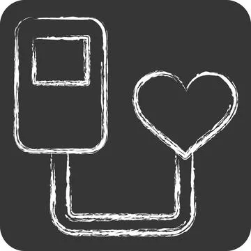 Icon Heart Beat Sensor. related to Sensors symbol. chalk Style. design editab Illustrazione stock