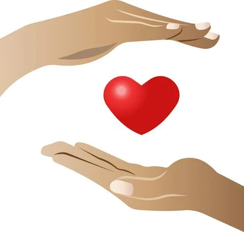 Icon of a heart between two hands. Vector flat illustration. Stock Illustration