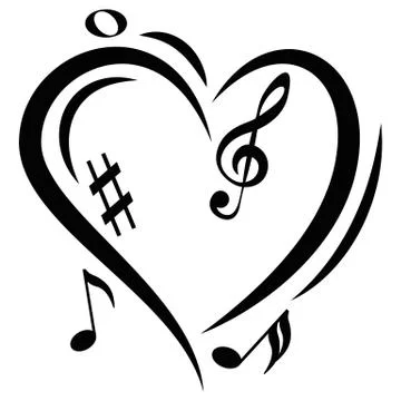 Icon Heart Music Notes Stock Illustration