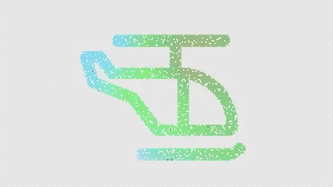 Icon helicopter is made up of LED square shapes that shimmer and flicker. There Stock Footage 293285560