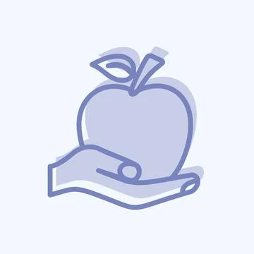 Icon Holding Apple. suitable for Hand Actions symbol. two tone style. simple  Stock Illustration