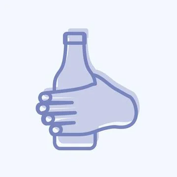 Icon Holding Bottle. suitable for Hand Actions symbol. two tone style. simple Stock Illustration