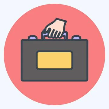 Icon Holding Briefcase. suitable for Hand Actions symbol. color mate style. s Stock Illustration