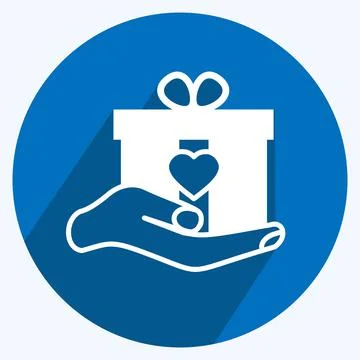 Icon Holding Gift. suitable for Hand Actions symbol. long shadow style. simpl Stock Illustration
