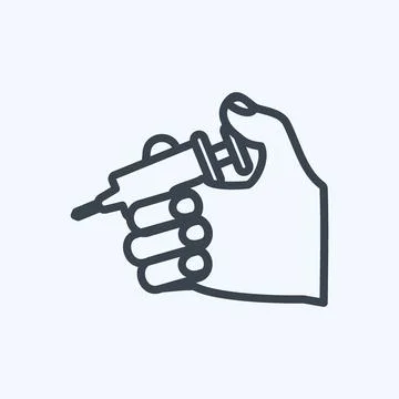 Icon Holding Injection. suitable for Hand Actions symbol. line style. simple  Ilustração Stock