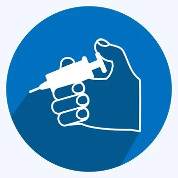 Icon Holding Injection. suitable for Hand Actions symbol. long shadow style.  Stock Illustration