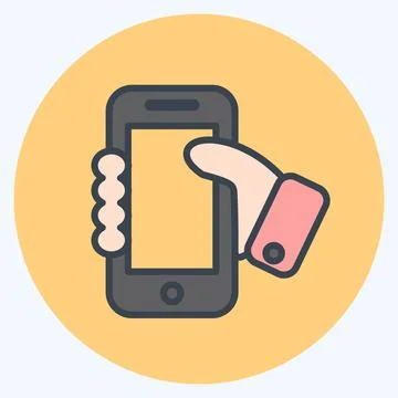 Icon Holding Smartphone. suitable for Web Interface symbol. color mate style. Illustrazione stock