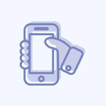 Icon Holding Smartphone. suitable for Web Interface symbol. two tone style. s Illustrazione stock