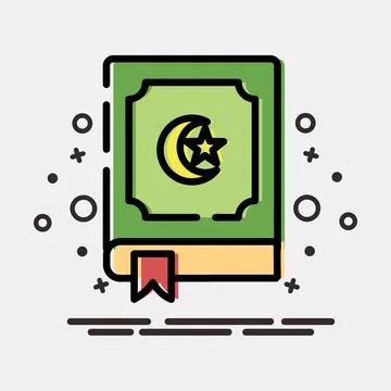 Icon the holy Quran. Islamic elements of Ramadhan, Eid Al Fitr, Eid Al Adha.. Stock Illustration