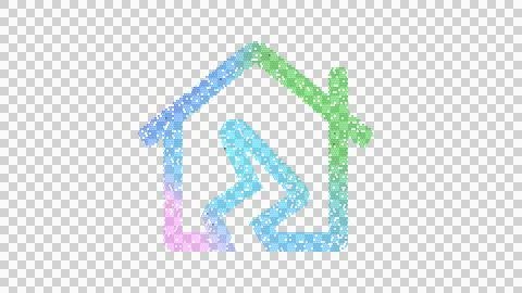 Icon house damage is made up of LED square shapes. There are bright diodes and Stock Illustration