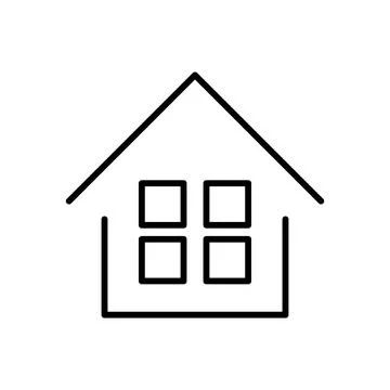 Icon of a house with four windows. Vector. Stock Illustration