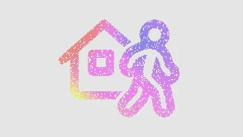 Icon house leave is made up of LED square shapes that shimmer and flicker. There Stock Footage 297596853