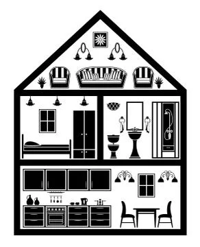 Icon of house with planning Illustrazione stock