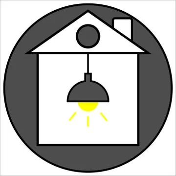 Icon of house in which there is light on a white background. Vector illustrat Stock Illustration